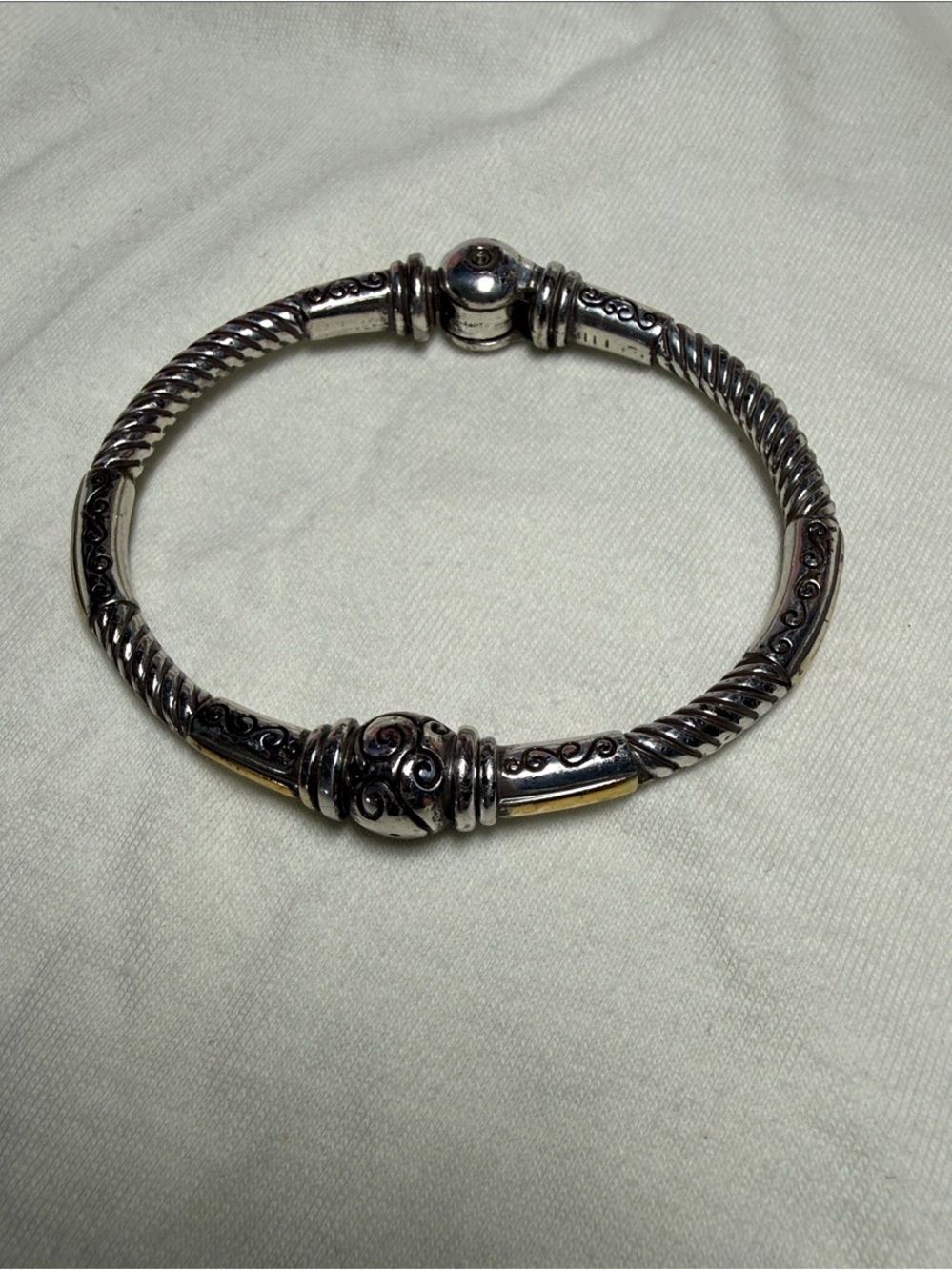 Brighton Silver-Tone Twisted Rope Bracelet with Filigree Accents